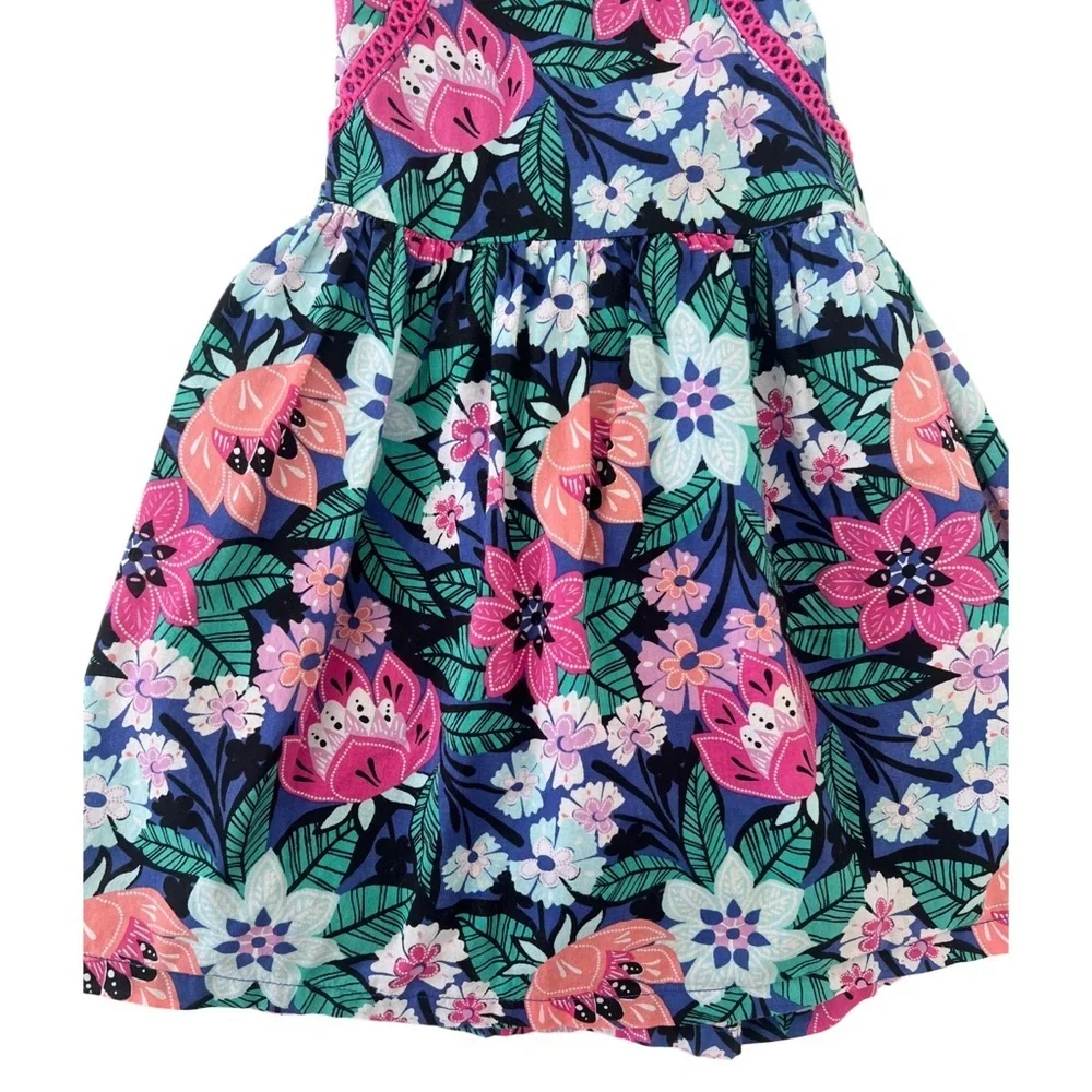 Gymboree Jungle Brights Sleeveless Floral Dress - Blue & Pink | Baby Girl 18 MTH